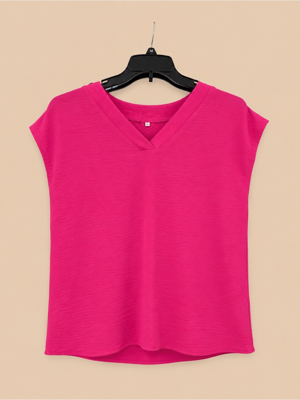 Women's V-Neck Short Sleeve Top - Hot Pink